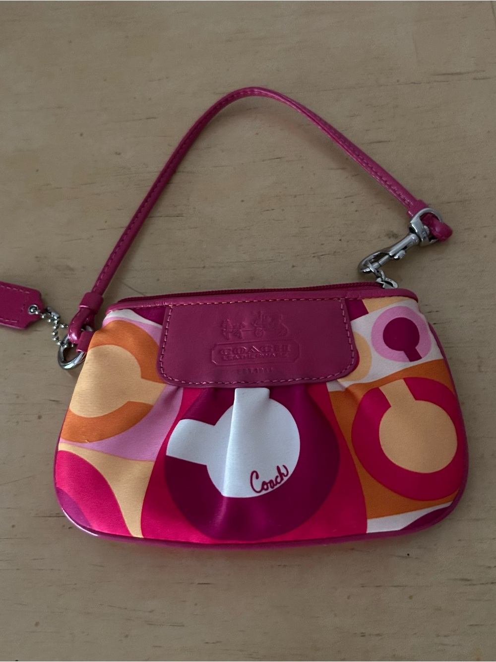 Vintage Madison op coach optic art resort pink scarf print wristlet purse